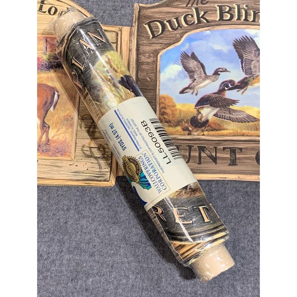 Hunter's Lodge Hunt Club Duck Blind Upland Game Deer Lab sign Wallpaper Border